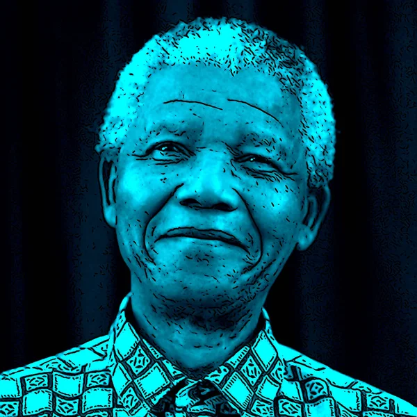 Circa 1995 纳尔逊 曼德拉的流行艺术是南非第一位黑人总统 他因反对种族隔离而在狱中当选 1993年他获得诺贝尔和平奖 — 图库照片