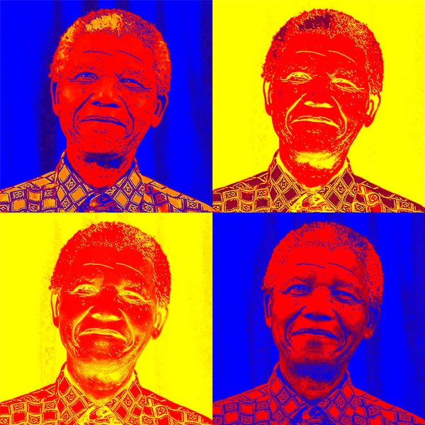 1995年 ネルソン マンデラのポップ アートは 反アパルトヘイト活動のために刑務所で選出された南アフリカ初の黒人大統領だった 1993年にノーベル平和賞を受賞した — ストック写真