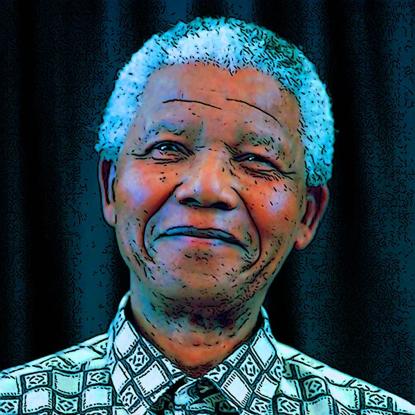 1995년 Circa 만델라의 아트는 남아프리카 공화국 최초의 대통령이었으며 반인종 정책을 — 스톡 사진