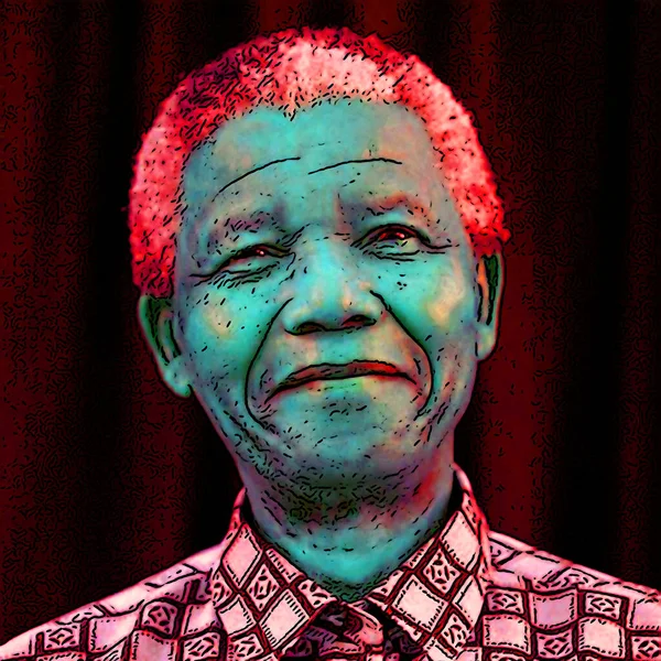Circa 1995 Arte Pop Nelson Mandela Fue Primer Presidente Negro —  Fotos de Stock