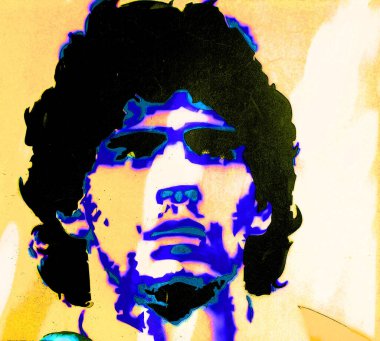 CIRCA 1978: Diego Armando Maradona 'nın pop sanatı Arjantinli profesyonel futbolcu ve teknik direktör..