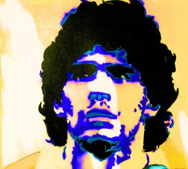 CIRCA 1978: Diego Armando Maradona 'nın pop sanatı Arjantinli profesyonel futbolcu ve teknik direktör..