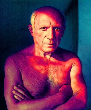 CIRCA 1955: Pablo Ruiz Picasso İspanyol ressam, heykeltıraş, matbaacı, seramikçi ve tiyatro tasarımcısıydı..