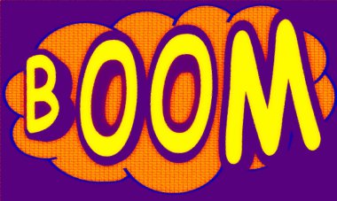 Pop Art karikatür bum illüstrasyon, Boom karikatür balon pankartı.
