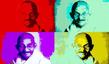 CIRCA 1500: Mohandas Karamchand Gandhi 'nin pop sanatı Hintli bir avukat, sömürgecilik karşıtı milliyetçi ve siyasi etikçiydi. 