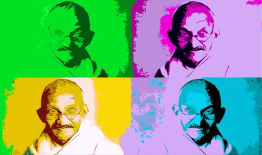 CIRCA 1500: Mohandas Karamchand Gandhi 'nin pop sanatı Hintli bir avukat, sömürgecilik karşıtı milliyetçi ve siyasi etikçiydi. 