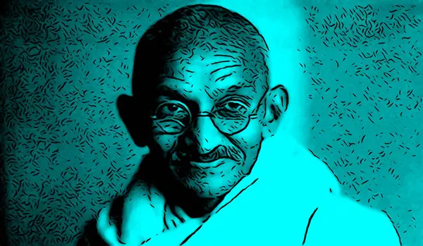 Circa 1500 Pop Art Mohandas Karamchand Gandhi Var Indisk Advokat stockbilde