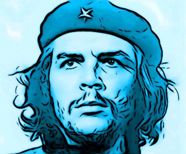 CIRCA 2019: Ernesto Che Guevara 'nın pop sanatı - Arjantinli devrimci, 1959 Küba Devrimi ve Küba devlet adamı.  