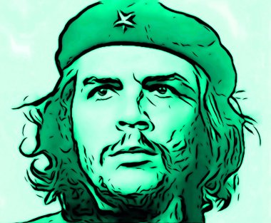 CIRCA 2019: Ernesto Che Guevara 'nın pop sanatı - Arjantinli devrimci, 1959 Küba Devrimi ve Küba devlet adamı.  