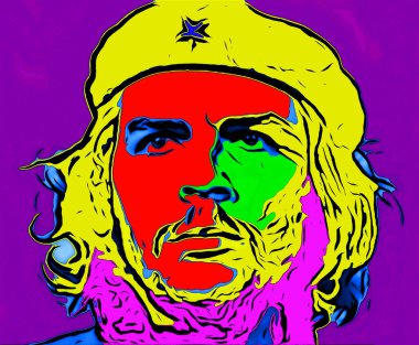 CIRCA 2019: Ernesto Che Guevara 'nın pop sanatı - Arjantinli devrimci, 1959 Küba Devrimi ve Küba devlet adamı.  