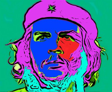 CIRCA 2019: Ernesto Che Guevara 'nın pop sanatı - Arjantinli devrimci, 1959 Küba Devrimi ve Küba devlet adamı.  
