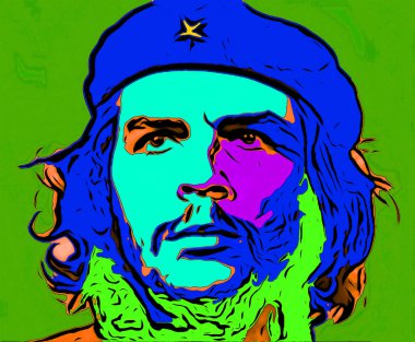 CIRCA 2019: Ernesto Che Guevara 'nın pop sanatı - Arjantinli devrimci, 1959 Küba Devrimi ve Küba devlet adamı.  
