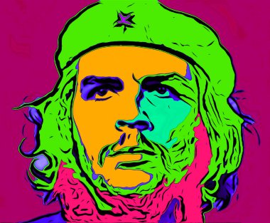 CIRCA 2019: Ernesto Che Guevara 'nın pop sanatı - Arjantinli devrimci, 1959 Küba Devrimi ve Küba devlet adamı.  