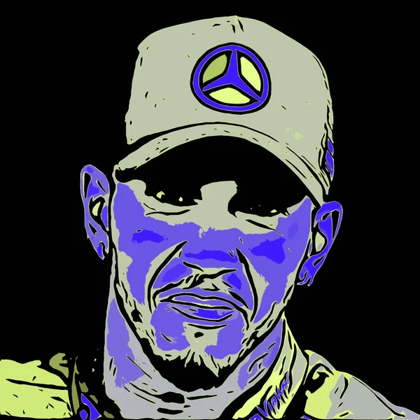 stock image CIRCA 1500: Pop art of Lewis Hamilton-British racing driver for the Mercedes Formula 1 team. Seven-time world champion. Hamilton is the first Formula 1 driver in history to achieve 100 victories.