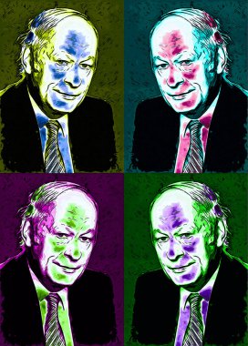 CIRCA 1500: Ren Levesque 'in pop sanatı Quebec' li gazeteci, devlet adamı ve politikacı, Parti Quebecois 'nin kurucusu ve Quebec' in 23..