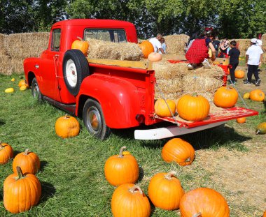 En orijinal balkabağı köyü CitrouilleVille 'deki serginin yakın görüntüsü