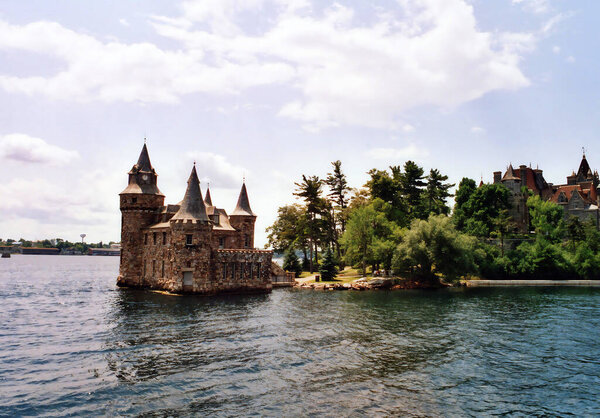 ALEXANDRIA BAY NEW YORK USA 06 28 2006: Boldt Castle is a major landmark and tourist attraction in the Thousand Islands region of the U.S. state of New York