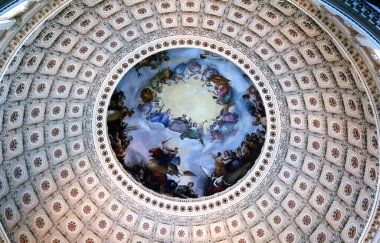 WASHINGTON UNITED STATES OF AMERICA 08 16 1998: Looking up into the rotunda of the US Capitol. Located below the dome, is the tallest part of the Capitol clipart
