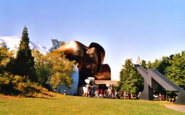 SEATTLE WASHINGTON UNITED STATES OF AMERICA 06 12 2005: Experience Music Project (EMP) was designed by Frank Gehry and houses many many rare artifacts from popular music history. clipart