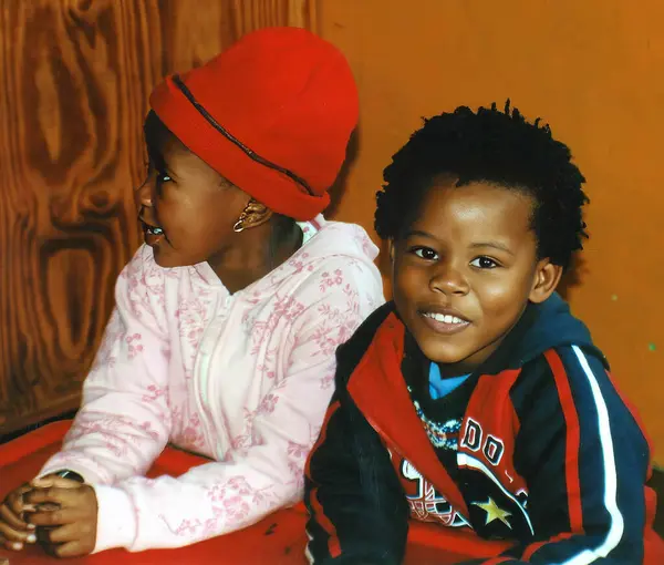 stock image KHAYELITSHA, CAPE TOWN SOUTH AFRICA 05 22 2007: young children on a street of Khayelitsha township in Western Cape reputed to be the largest and fastest growing in SA.