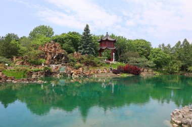MONTREAL CANADA 06: 2024: Montreal botanik bahçesinin Çin bahçesi dünyanın en önemli botanik bahçelerinden biri olarak kabul edilmektedir.