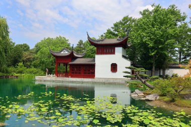 MONTREAL CANADA 06: 2024: Montreal botanik bahçesinin Çin bahçesi dünyanın en önemli botanik bahçelerinden biri olarak kabul edilmektedir.