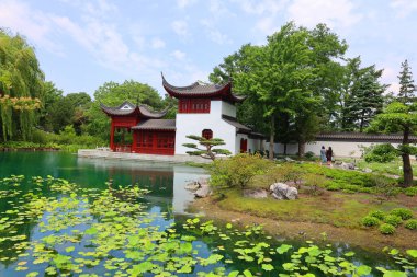 MONTREAL CANADA 06: 2024: Montreal botanik bahçesinin Çin bahçesi dünyanın en önemli botanik bahçelerinden biri olarak kabul edilmektedir.
