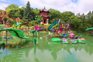 MONTREAL CANADA 08: 12 2024: Montreal Botanik Bahçesi Çin Bahçesi