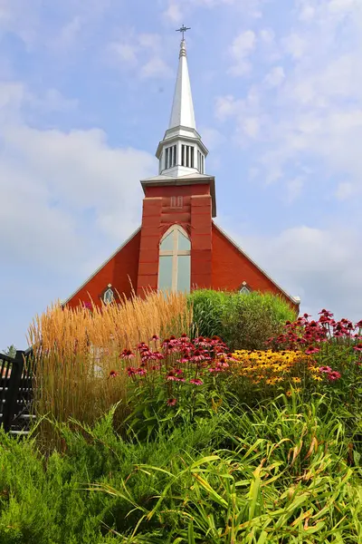 stock image MANSONVILLE QUEBEC CANADA 08 17 2024: Historic parish of Saint-Cajetan Roman Catholic Church Archdiocese of Sherbrooke, in Potton Township.