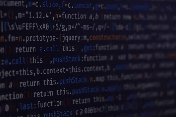 Software developer programming code. Abstract computer script code. Programming code screen of software developer