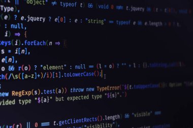 Yazılım geliştirici programlama kodu. Soyut bilgisayar kodları. Yazılım geliştiricisinin kod ekranı programlanıyor. Yazılım Programlama Çalışma Süresi.