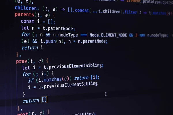 Software developer programming code. Abstract computer script code. Programming code screen of software developer. Software Programming Work Time.