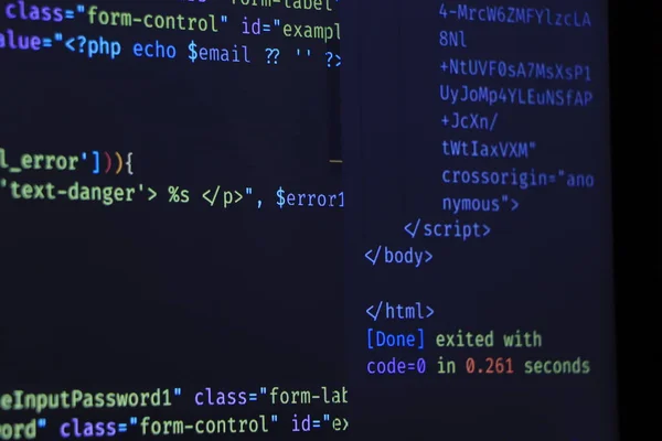 HTML code on laptop screen, Python code computer screen,