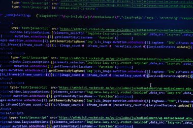 Programcı tarafından yazılım geliştirme. Soyut bilgisayar kodları. Yazılım geliştiricisinin kod ekranı programlanıyor