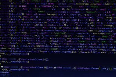 Yazılım geliştirici programlama kodu. Soyut bilgisayar komut dosyası kodu. Mavi renk.