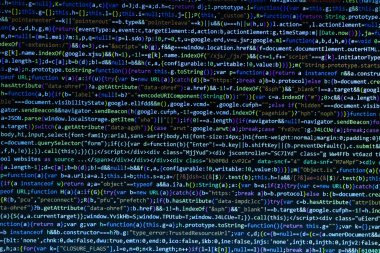 The software developer is doing php coding. Abstract code background. Selective focus code on computer screen
