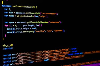 Web geliştiricisinin kodlama ekranı, teknoloji arkaplanı