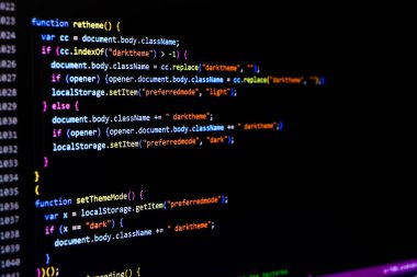 Web geliştirme kodu: CSS veya SASS biçimi önişlemci betik satırları. Ağ geliştiricisinin soyut ekranı