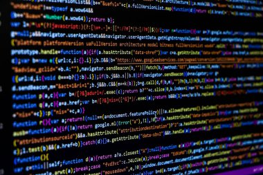 Programming coding screen, web developer coding screen.Software source code. Programming code. Programming code on computer screen. Developer working on program codes in office. Technology background