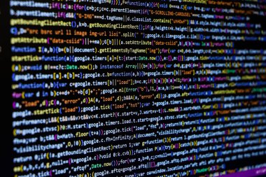 Programming coding screen, web developer coding screen.Software source code. Programming code. Programming code on computer screen. Developer working on program codes in office. Technology background