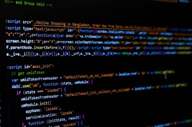 Programming coding screen, web developer coding screen.Software source code. Programming code. Programming code on computer screen. Developer working on program codes in office. Technology background