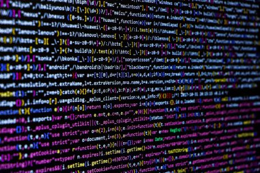 Programming coding screen, web developer coding screen.Software source code. Programming code. Programming code on computer screen. Developer working on program codes in office. Technology background