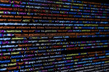 Technology background. Programming code abstract screen of software developer. Computer script