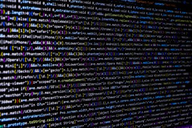 Technology background. Programming code abstract screen of software developer. Computer script