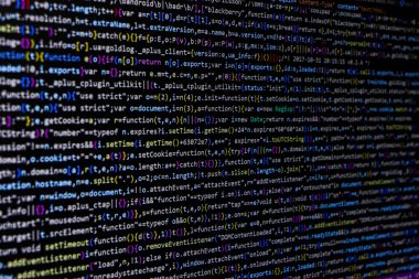 Technology background. Programming code abstract screen of software developer. Computer script