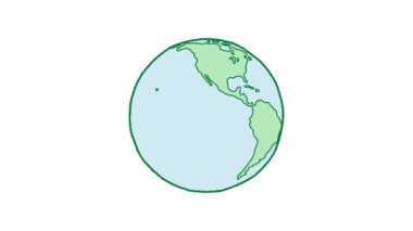 Dönen dünyanın basit illüstrasyonu (renk)