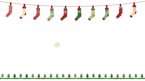 Висячі Шкарпетки Прикраси Фон Різдвяного Зображення — стокове відео