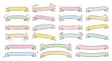 vektör el çizilmiş kurdele seti