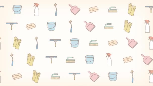 Υπόβαθρο Των Καθημερινών Αναγκών Προϊόντα Καθαρισμού — Αρχείο Βίντεο