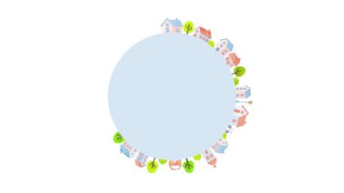 cute townscape illustration, blank space for text